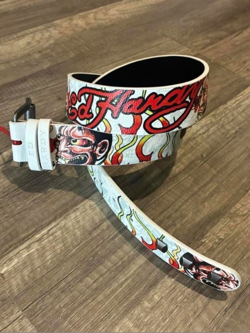 Size 36 White EdHardy Flame Belt